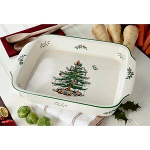 Spode Christmas Tree Rect Hand Dish 15X11"